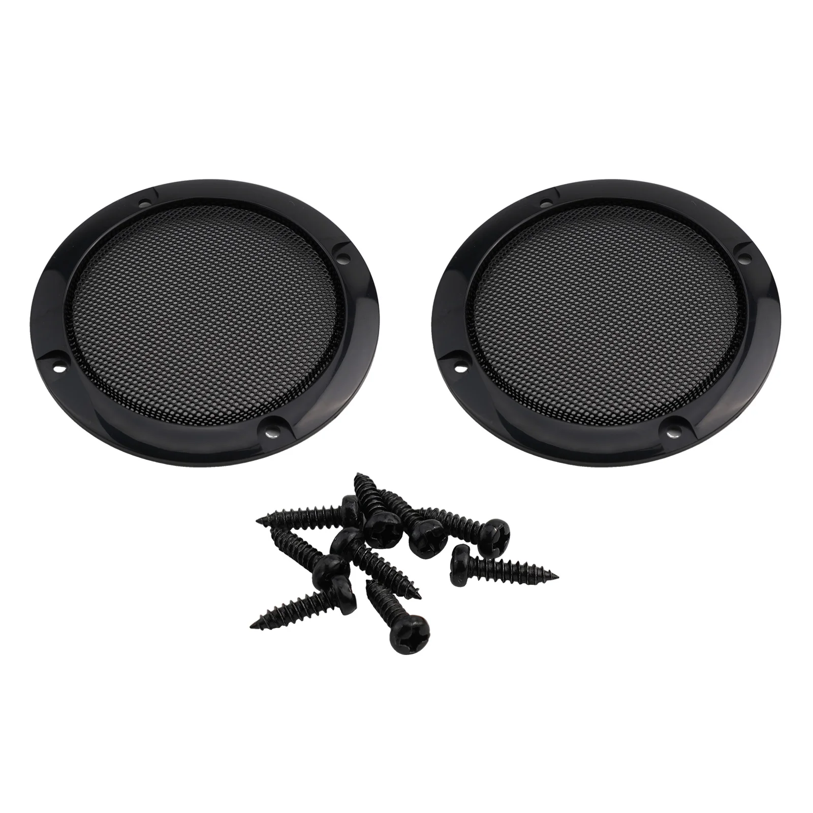 قطعتان من شبكات شبكة مكبر صوت السيارة مع براغي وأغطية غبار معدنية توفر الحماية وسهولة التركيب #4