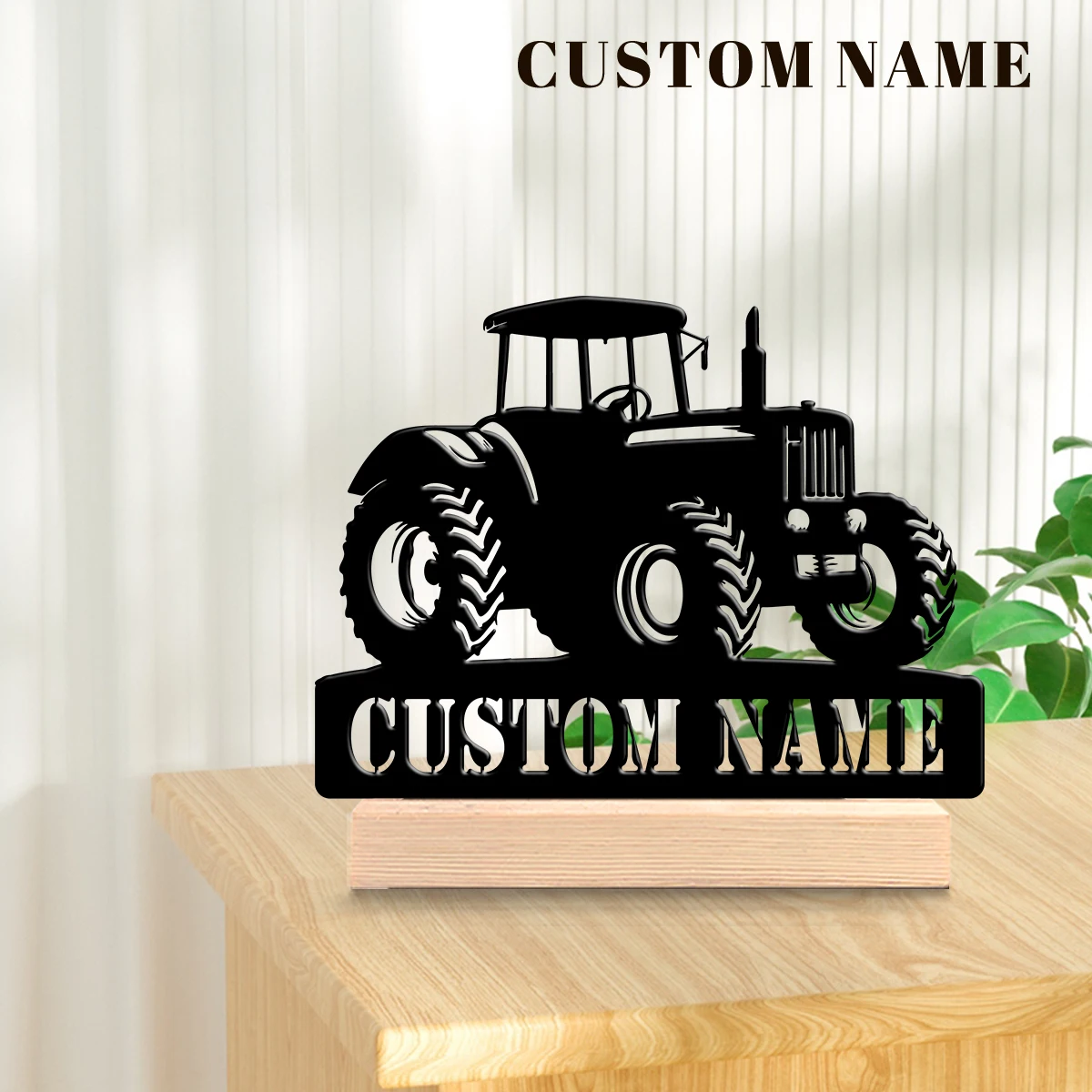 1pc Personalized Metal Artwork Custom Name Equipped with Wooden Base Room Decorations, Bar Counter Decorations