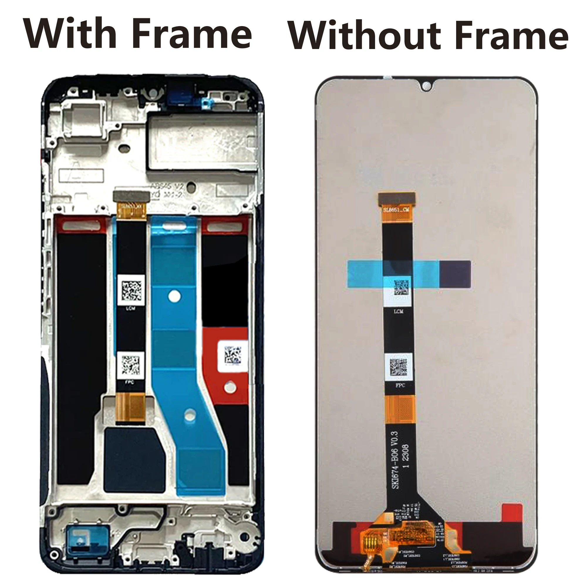 Original For Realme C51 Full With Frame RMX3830 LCD Display Replacement Digitizer Assembly Repair  Tounch Screen Parts