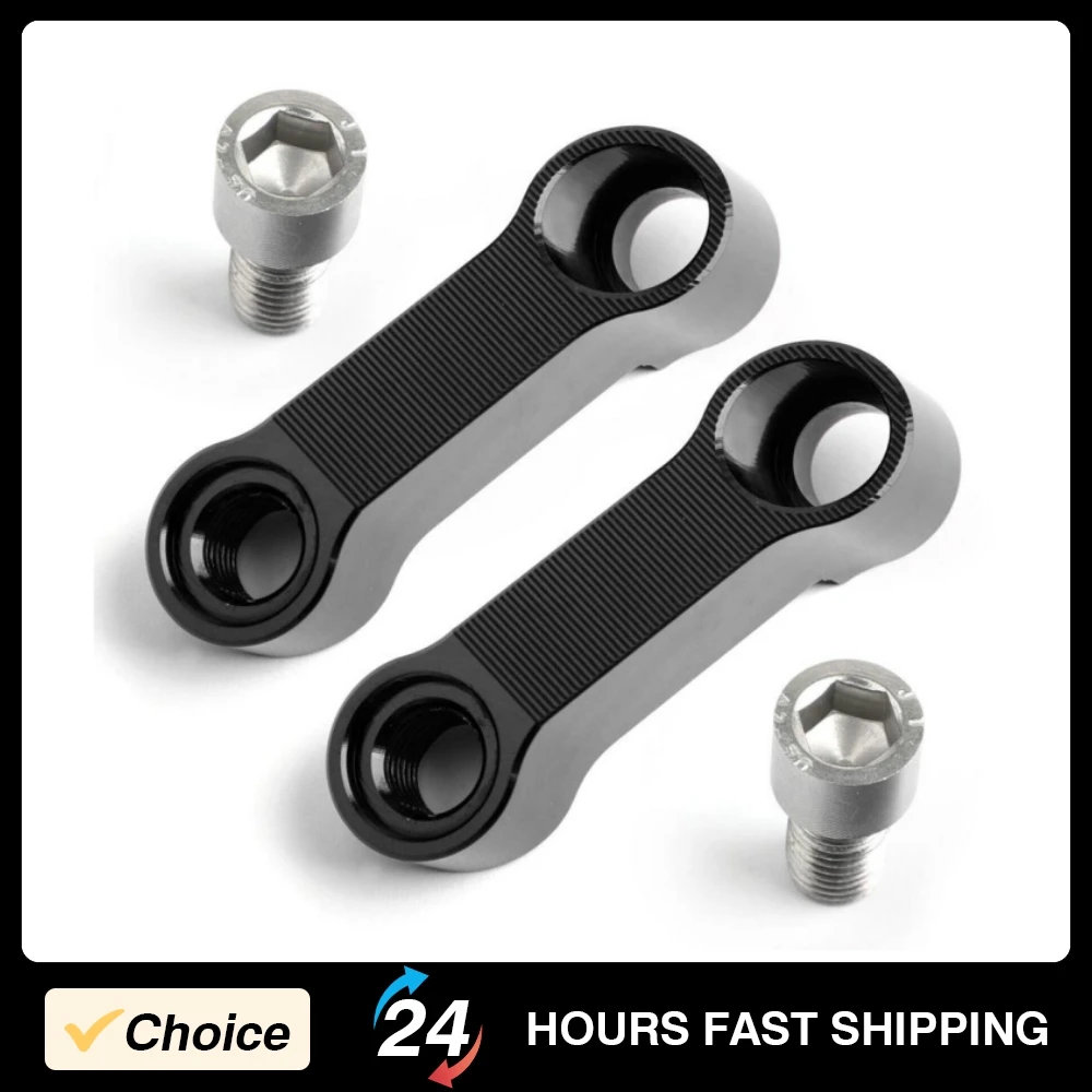 2Pcs Motorcycle Rearview Mirror Adapter Aluminum Mirror Riser Extender Motorcycle Accessories Black M10 Thread Diameter