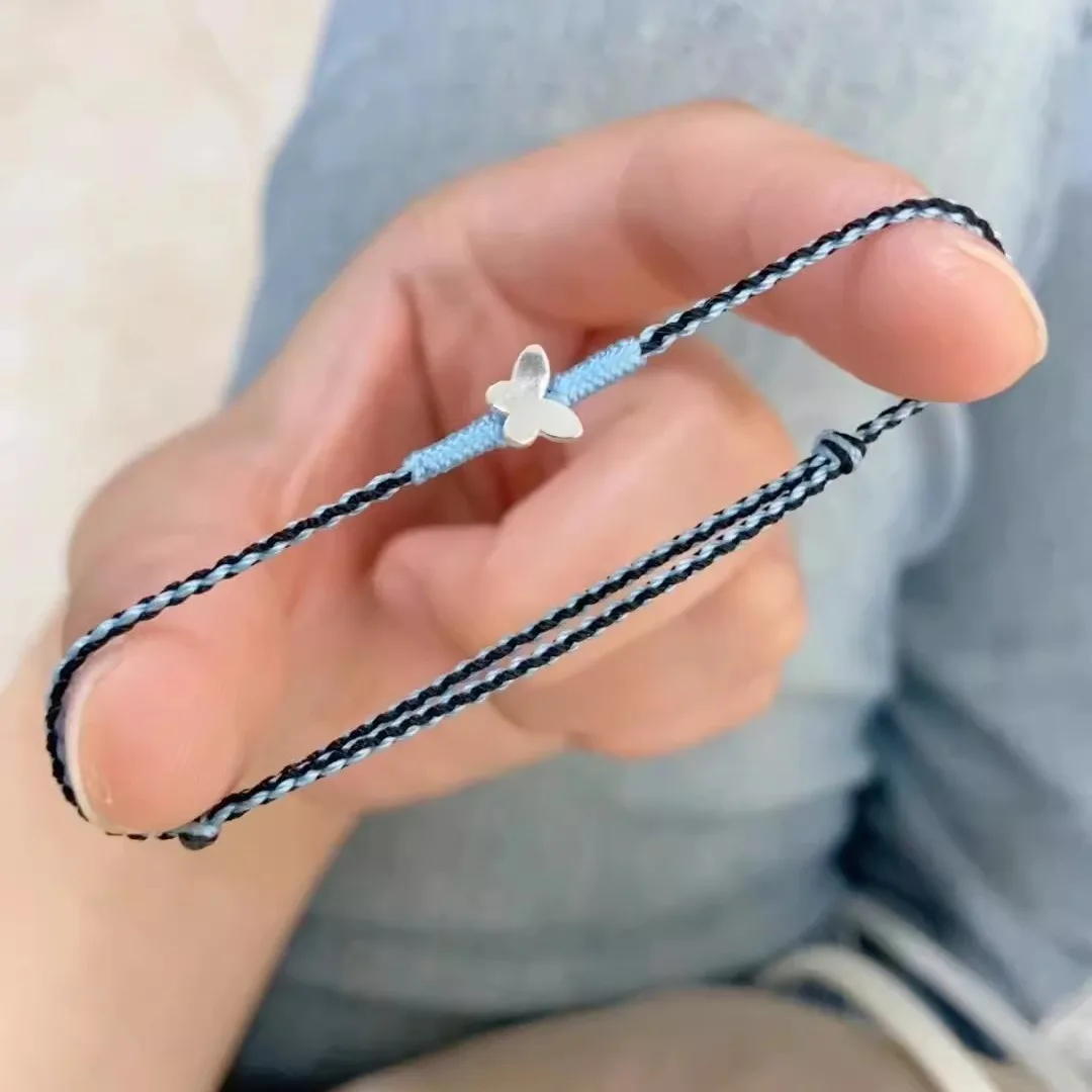 Meetvii Agile Little Butterfly Thin Rope Bracelets for Women Girl Weave Adjustable Bracelets Jewelry Gift Dropshipping