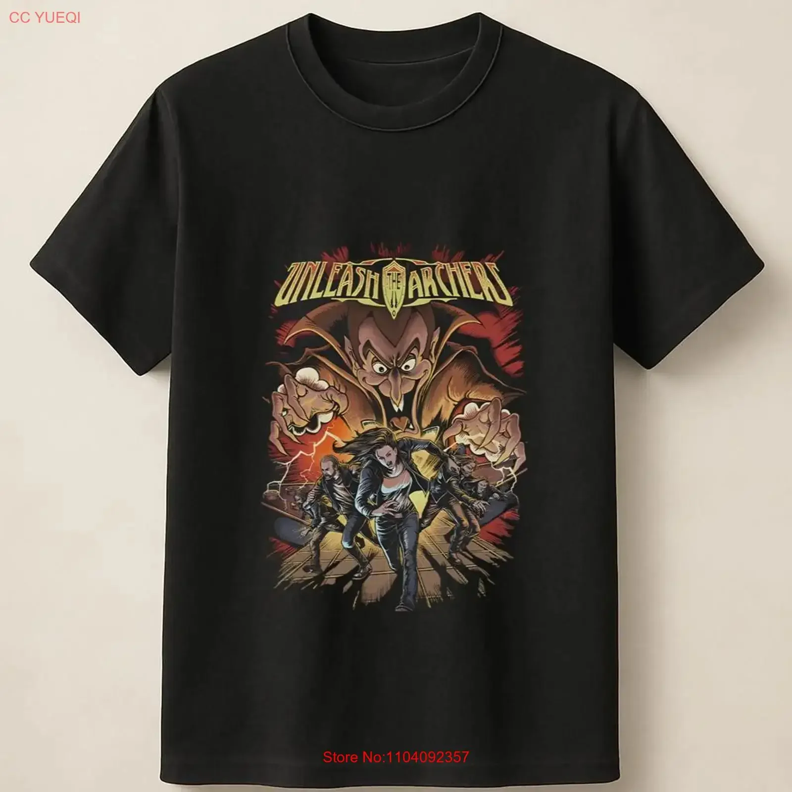 Unleash The Archers Villain Chase Comic T Shirt vintage Washed homme Slightly Top For Everyday Wear Soft Stylish Casual