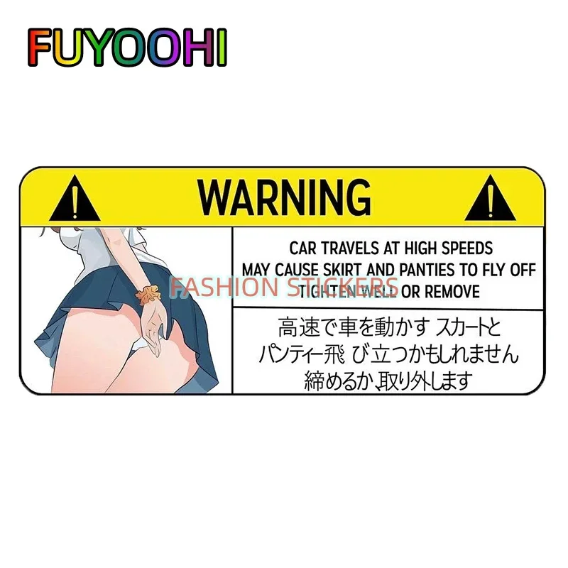 FUYOOHI Car Decals Funny Car Sticker for Panties Warning Peek Slap Decal Anime Vinyl JDM Window Wall Stickers