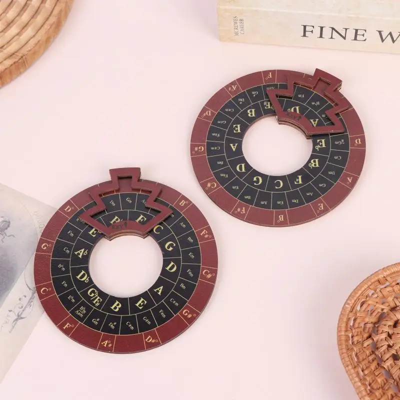 Wooden Chord Tool Circle Of Fifths Wheel Chord Musical Instrument Learning Tool Rotating Disc For Musician Beginner Songwriter view 2
