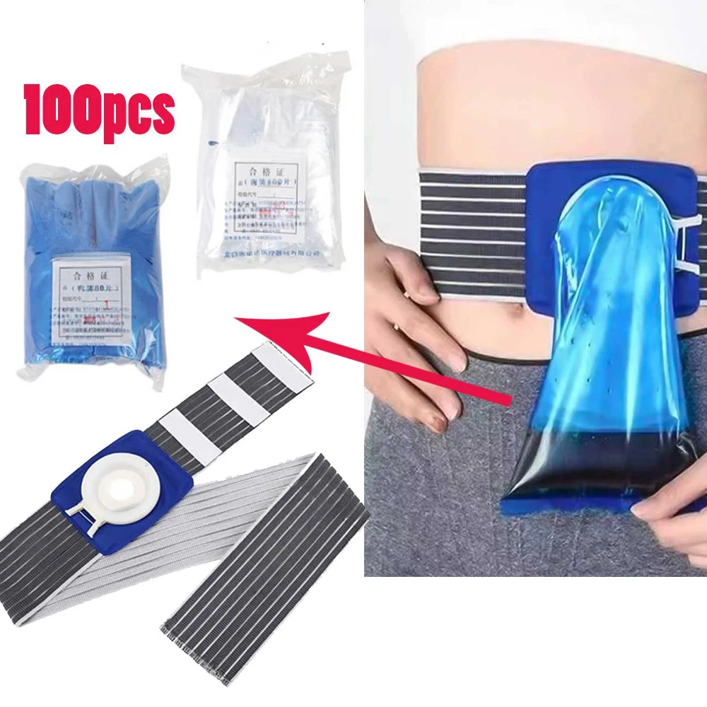 100PCS Colostomy Bags Ostomy Belt Drainable Urostomy Bag After Colostomy Ileostomy Pouch Ostomy Belt with Bag