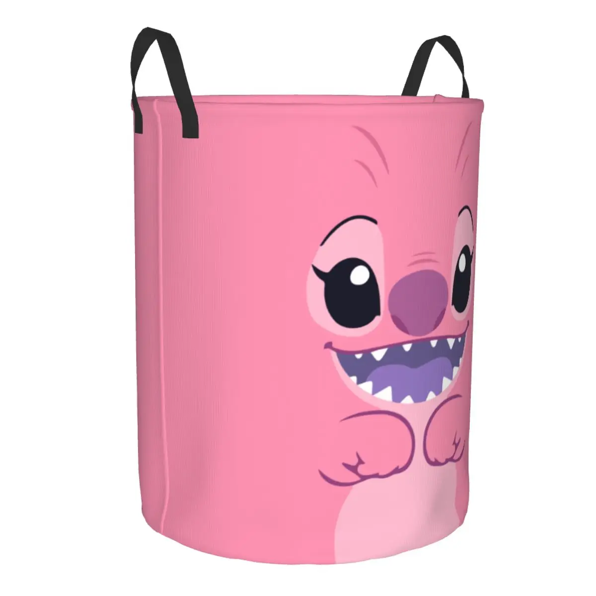 Custom Stitch And Angel Face Anime Film Laundry Hamper Large Clothes Storage Basket Adventure Toys Bin Organizer for Boy Girl