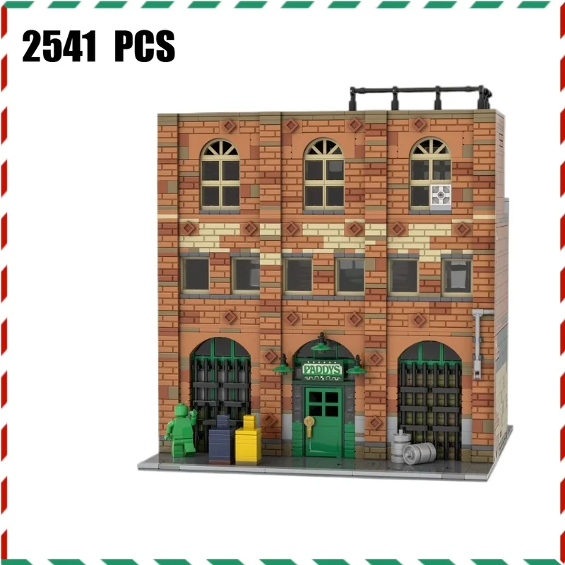 

MOC Paddy Irish Pub Building Blocks with Detailed Bar Counter, Modular City Street Corner Model Kit for Adults Collection Gift
