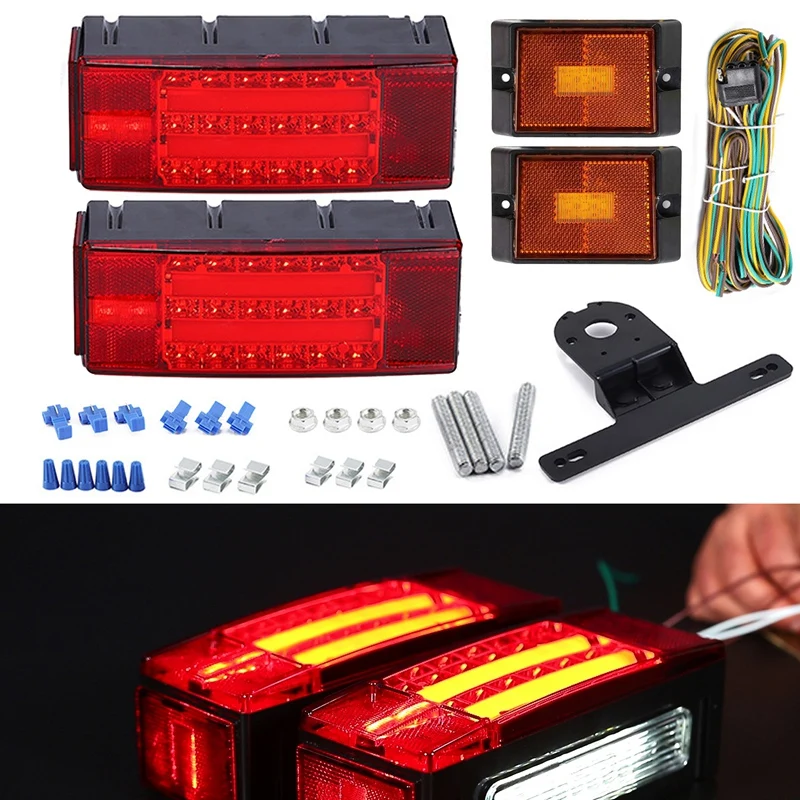 Submersible LED Trailer Light Kit, Waterproof Tail Lights Turn Signal Lamps License Lights For Truck Boat Camper