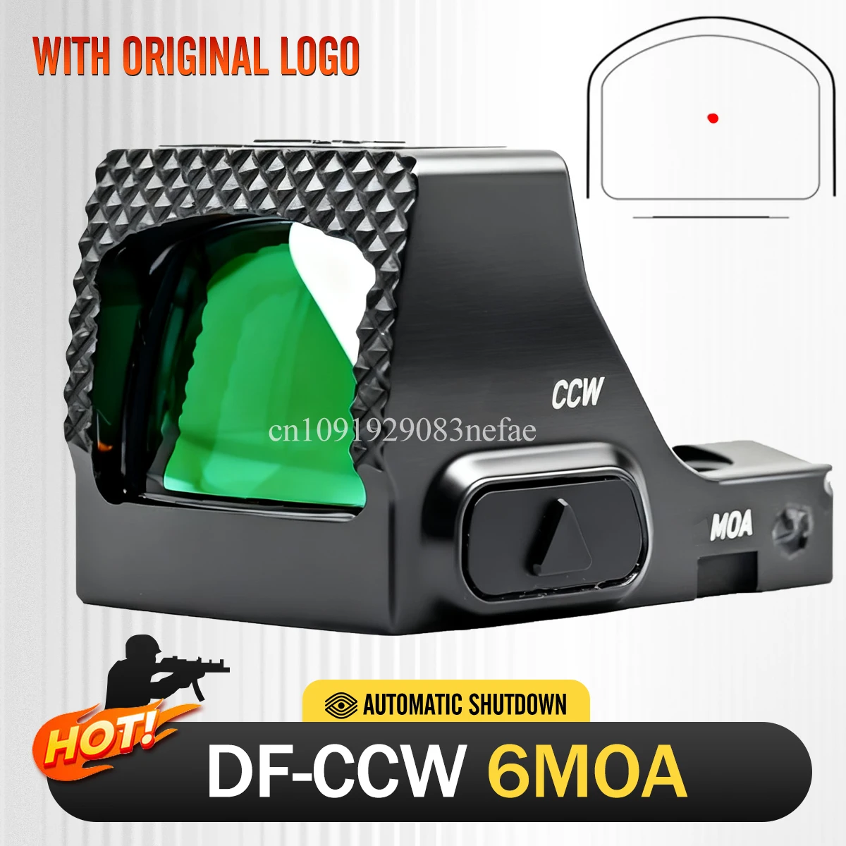 DF-CCW Red Dot Sight 6MOA Compact 1x20mm Optik Taktis Berburu Berkinerja Tinggi untuk Pistol RMS Footprint, dengan Tanda Asli