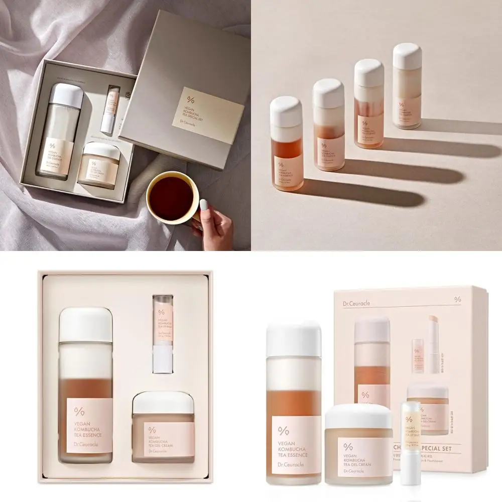 

Dr.Ceuracle Vegan Kombucha Tea Special Set - Korean Skincare Set, Hydrating and Nourishing Gift Set included Essence, Gel Cream,