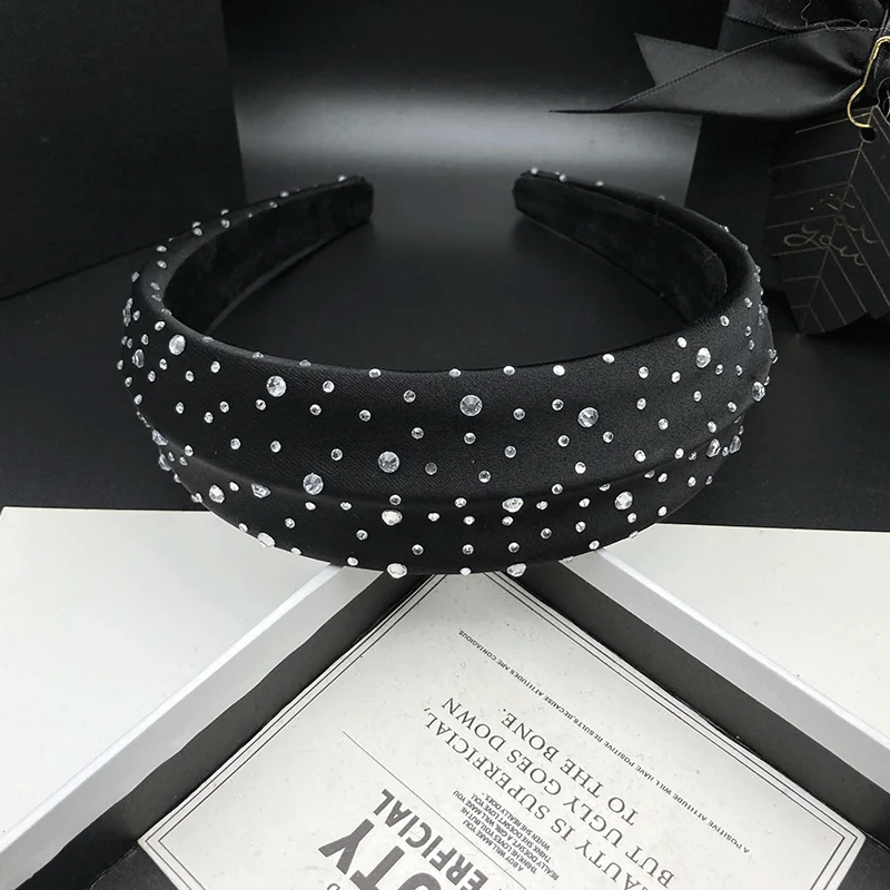 Edles Haarband mit hohem Schädelkamm, diamantbesetztes Haarband, vielseitiges schwarzes Haarband für Damen, Kopfschmuck – Detail 3