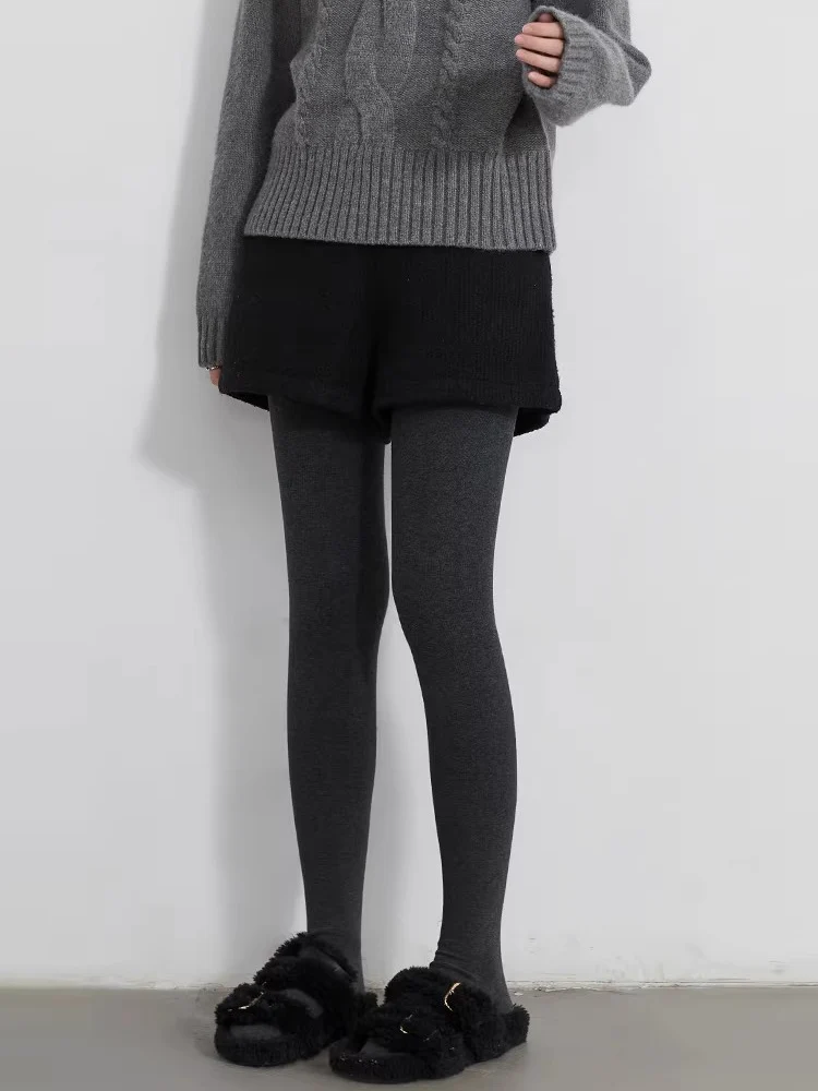 CHIC VEN Women Leggings Fashion Basic Slim Elastic High Waisted Pantyhose Lady Knitted Velvet Fleece Pants Autumn Winter 2026