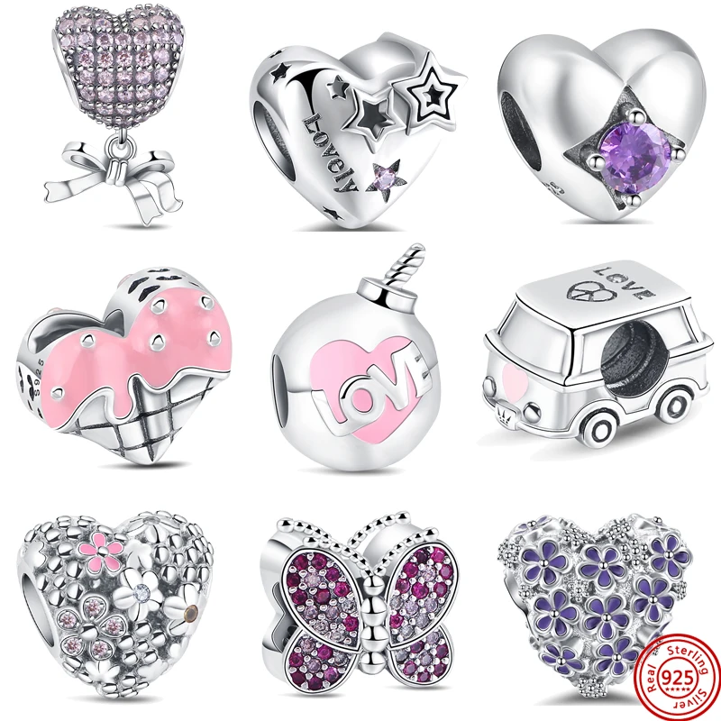 

Original Design Amulet 925 Silver Bomb Heart Bead Charm Butterfly Pendant Fit Original Pandora Bracelet Making DIY Women Jewelry