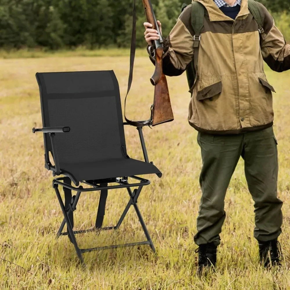 

Hunting Chair, 360°Swivel Hunting Blind Chair with Carrying Strap,330LBS Capacity, Folding Silent Deer Hunting Chair