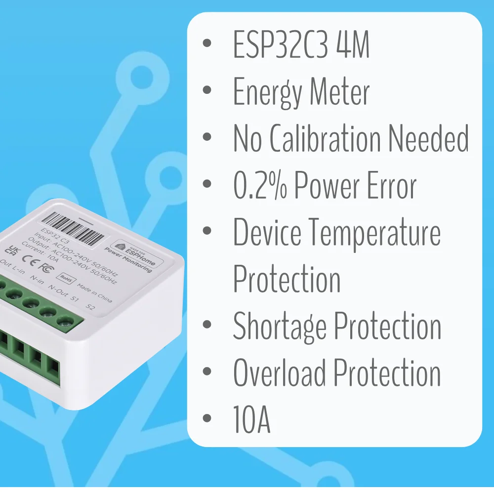 IoTorero fabricado para ESPHome Mini Relay ESP8285 16A funciona con el asistente doméstico