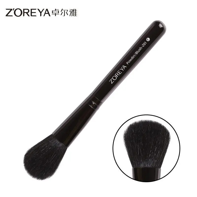 Zoreya Pennello per trucco in polvere nera in polvere, fard, ciglia, arricciatura, strumento di bellezza singolo, pennello per fondotinta, pennello per ombretto
