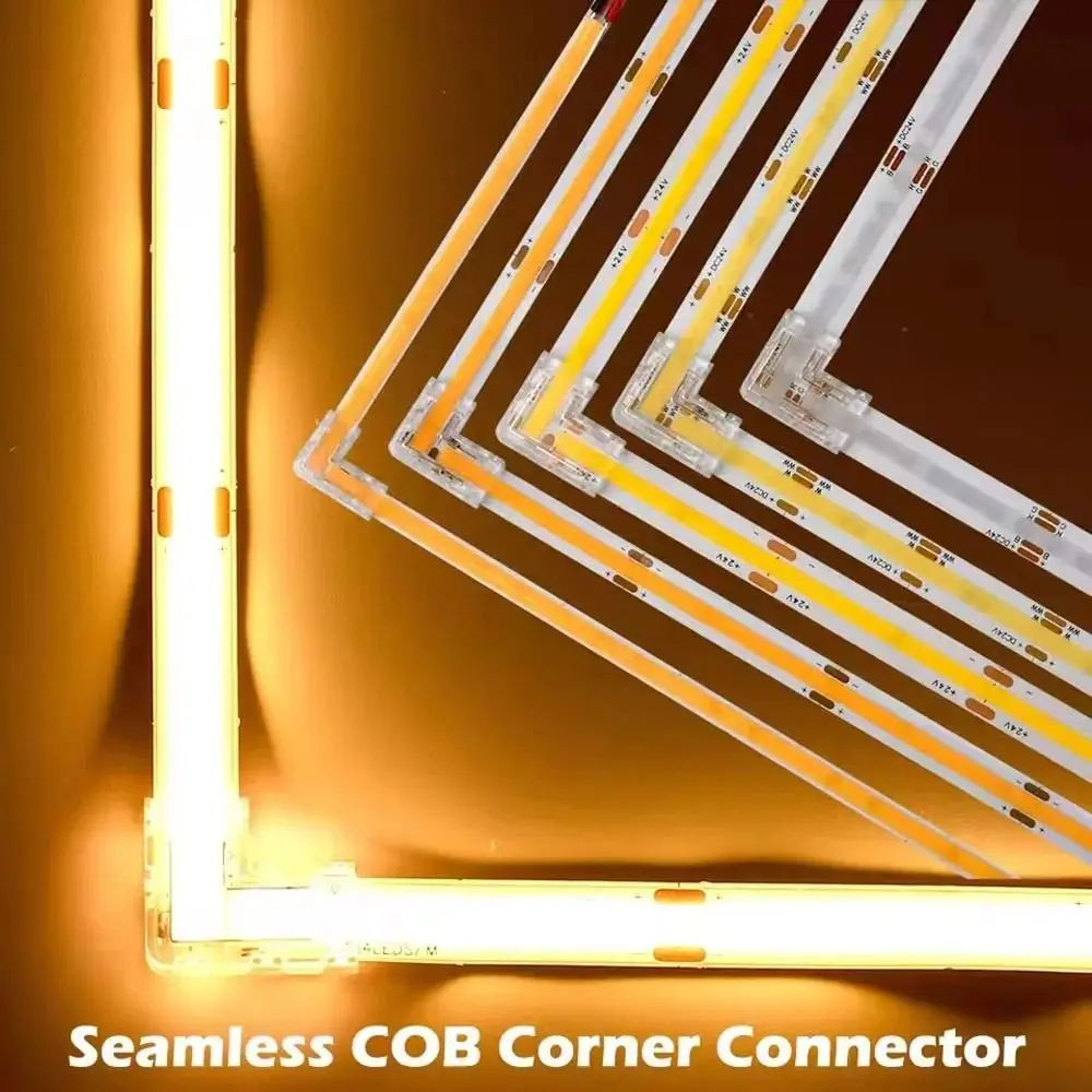 5Pcs/Set Mini Buckle COB Connector 2/3/4Pin Transparent L-Shaped Corner Solderless LED Tape Light Connectors