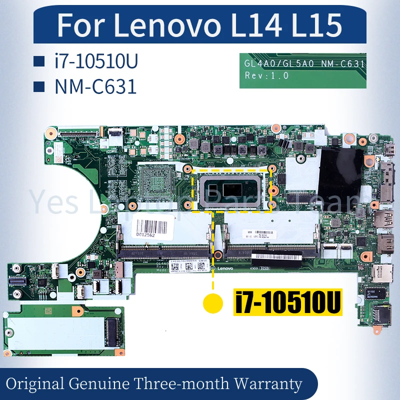 

NM-C631 For Lenovo L14 L15 Laptop Mainboard 5B20W77444 i7-10510U Notebook Motherboard