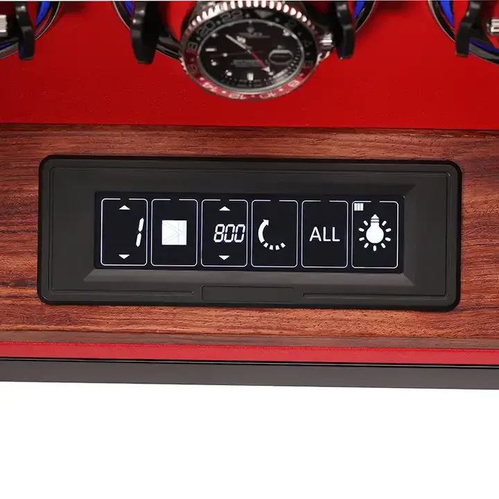Factory Price Fingerprint Lock Custom Made Luxury Walnut 9 Slots Watch Winder for Men's Automatic Watches