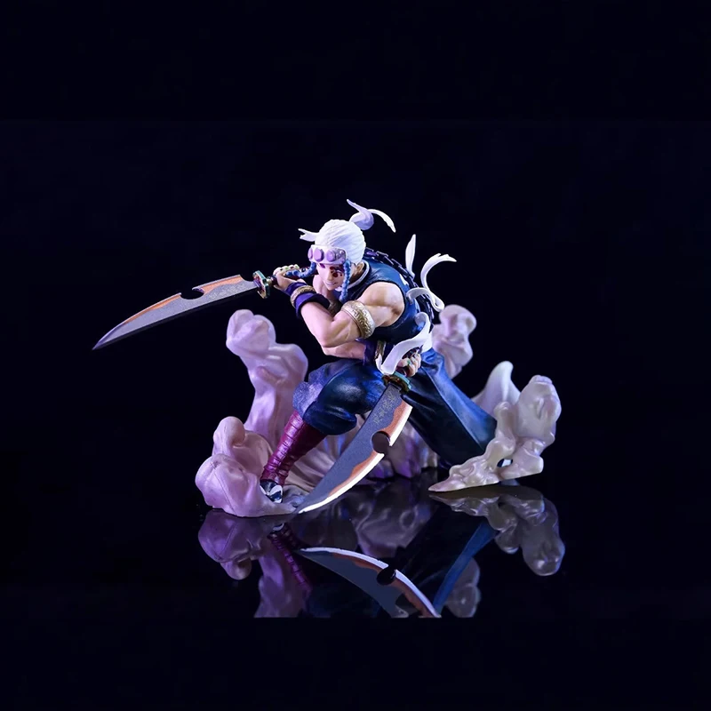 Anime Demon Slayer Double Knife Flow Combat Posture Uzui Tengen Action Figures Model Collect Desktop Ornament Toy Doll Gift