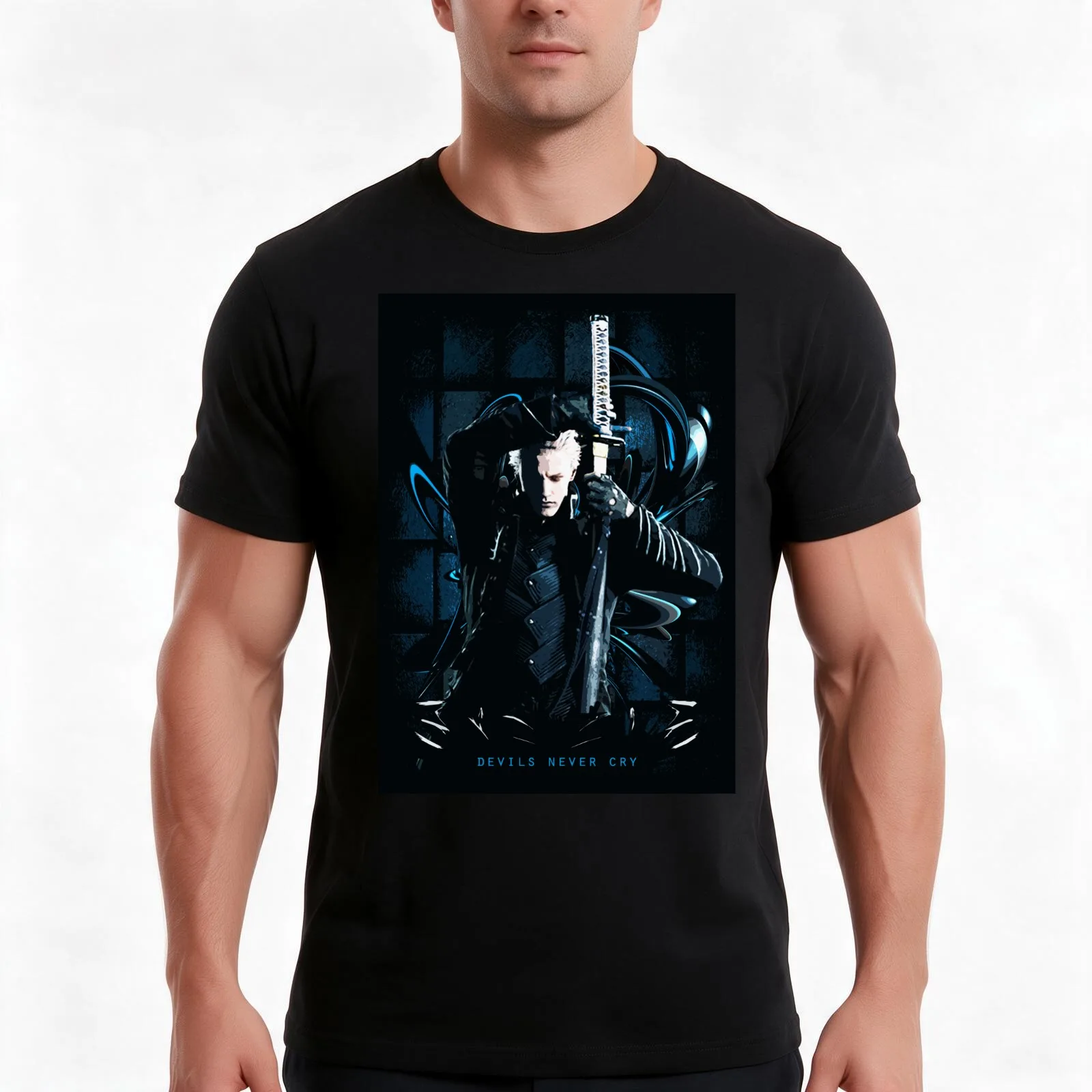 Devils Never Cry 2 T-Shirt, Summer Casual Cotton Tee, Oversized Streetwear Tops, Vintage Graphic Print, Loose Fit Short Sleeve