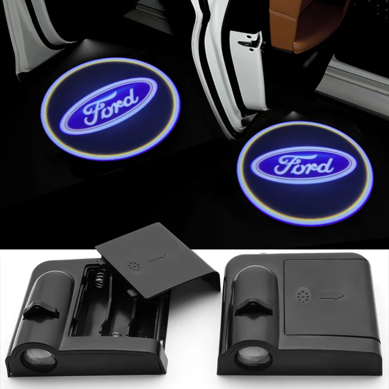 1/2Pcs LED Wireless Car Door Welcome Lights HD Projector Lamp For Ford Focus Fiesta Ranger Mondeo Fusion Kuga ESCORT Accessories