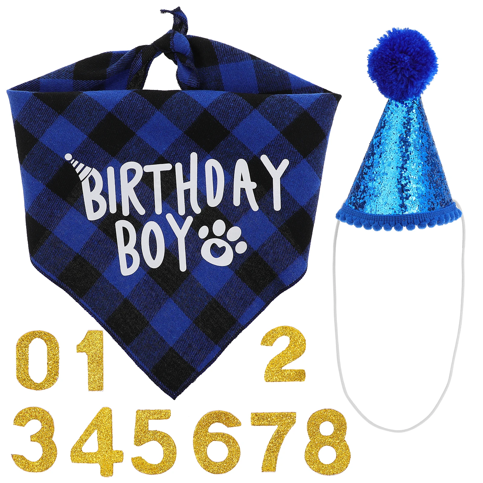 

Has Dog Birthday Party Supplies Cat Hat Bandana Puppy Decorations for Dogs Blue Pet Scarf