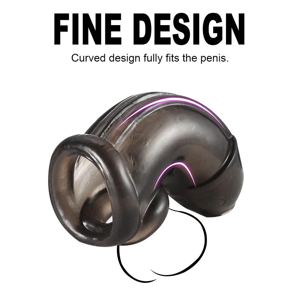 Adjustable Soft Silicone Chastity Cage Penis Sleeve Anti-off Ring Without Lock Inhibition of Erection Bondage Gear Erotic Games