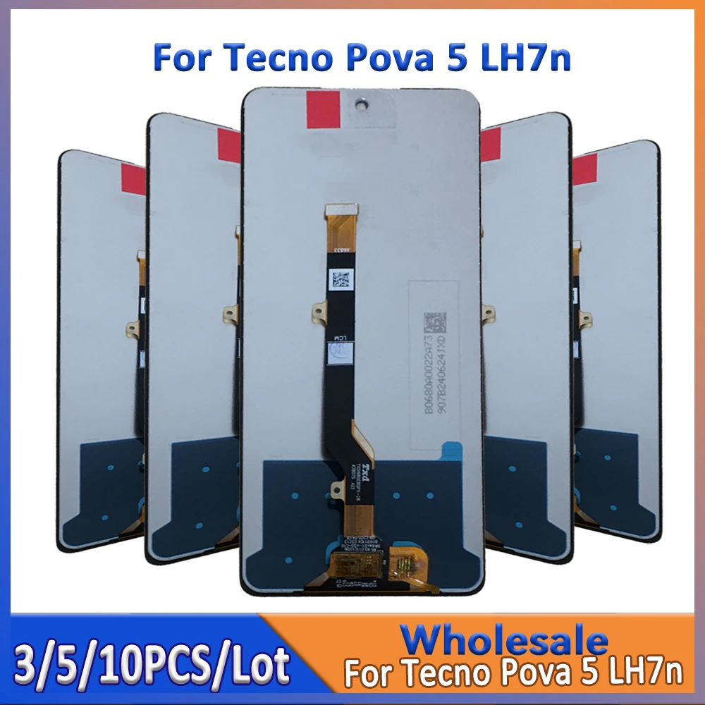 

Оптовая продажа, 3/5/10 шт./лот для Tecno Pova 5 LH7N ЖК-экран с сенсорным дигитайзером в сборе, ремонт мобильного телефона