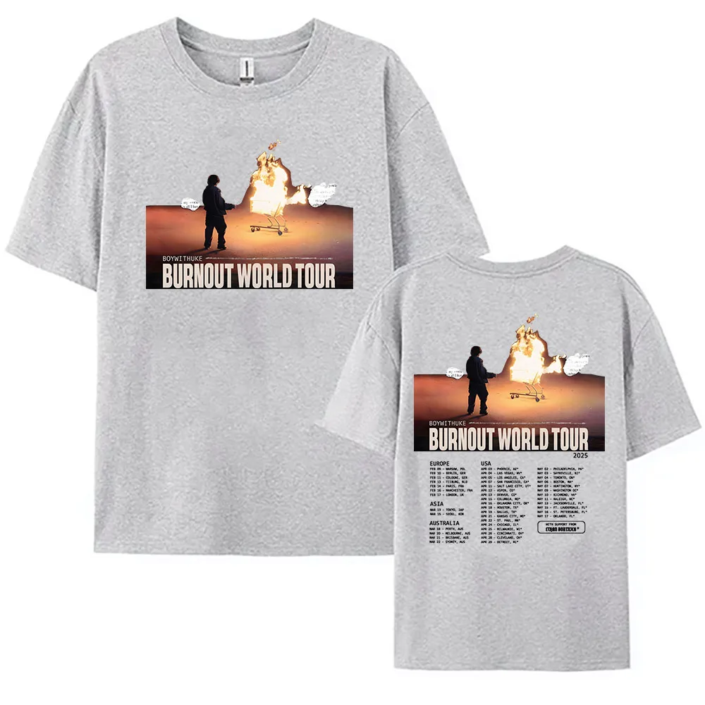 Boywithuke Burnout World Tour 2025 Tshirts Cotton Short Sleeve Summer T-shirt Round Neck Women/Men Tee-shirt Casual Soft Clothes
