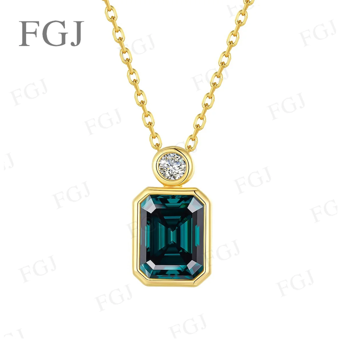 Moissanit-Anhänger-Halskette mit Smaragdschliff, 6 x 8 mm, trendiger, edler Schmuck für Damen, Geschenk zum Jahrestag oder zur Hochzeit. – Detail 12
