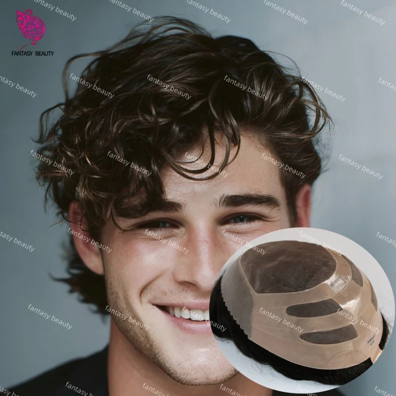 

Коричневый Черный # 1C человеческие волосы, старый мужской парик, моно NPU, базовый парик, прочный мужской капиллярный протез, парик для волос для мужчин