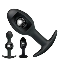 Black Silicone Anal Beads Metal Ball Inside Muscles Trainer Anus Dildos Masturbator Sex Toys Butt Plug Sex Products for Couples