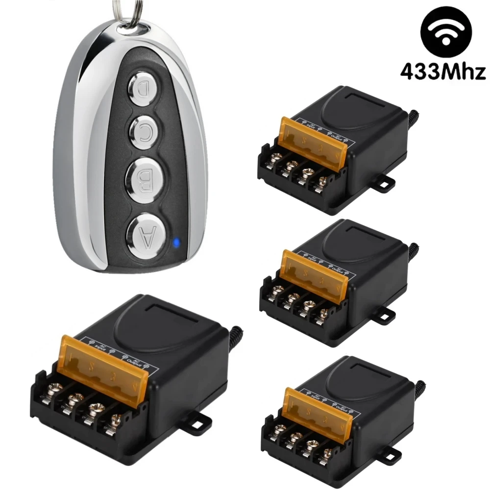 

433MHz Universal Wireless Remote Control Relay Receiver 220V RF Transmitter Receivers for Light/Fan/Motor/Garage Door Opener DIY