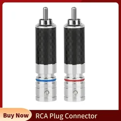 RCA Connector Speaker Terminal Male Headphone Plug Carbon Fiber Shell Rhodium Gold Copper Plated Audio Jack Consumer Electronics