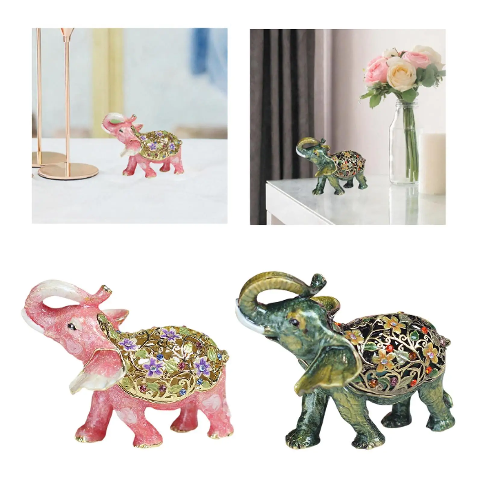

Elephant Jewelry Box Tabletop Home Decor Gift Creative Collectible Trinket