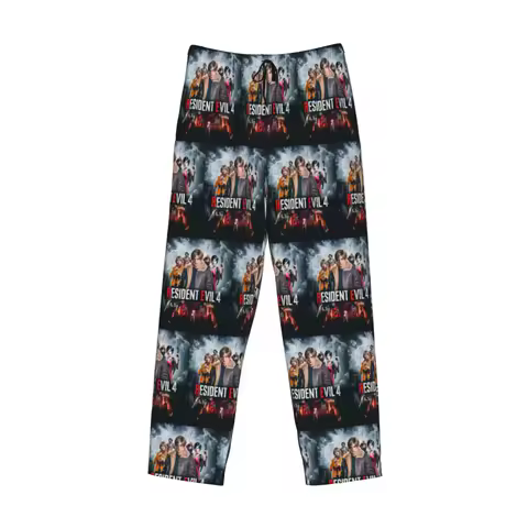Custom Resident Evils 4 Funny Games RE4 Pajama Pants Men Sleepwear Sleep Lounge Bottoms with Pockets