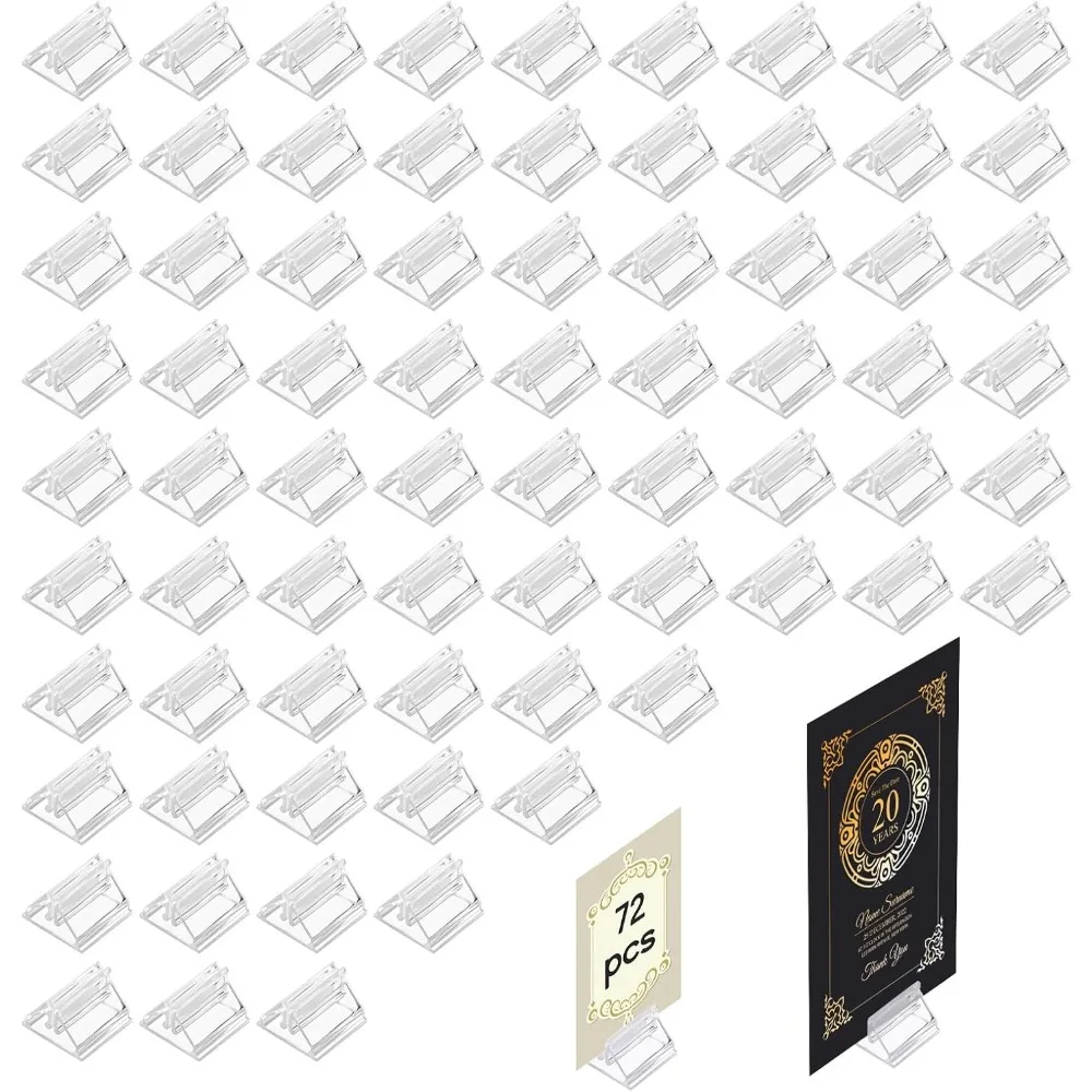 

72 Pcs Place Card Holders, Table Number Holders Clear Game Card Stands Acrylic Table Place Cards Tables Sign Stands for