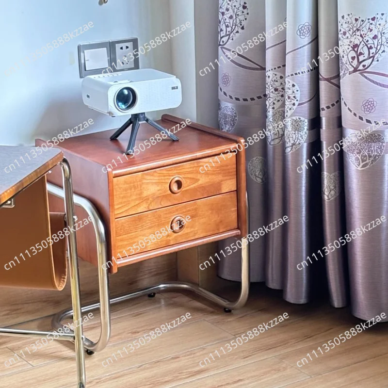 Mid-Century Modern Nightstand Solid Wood Bedroom Bedside Table Vintage Storage Drawers for Small Spaces Organizer Cabinet