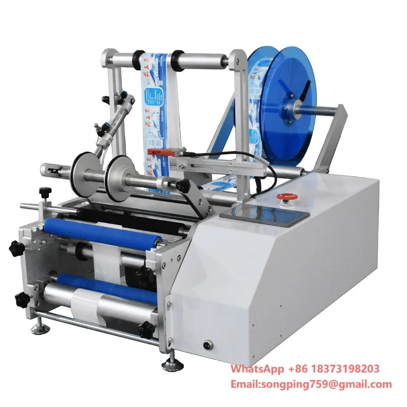 

Sticker Semi Auto Machinery Leather Plastic Bottle Automatic Round Satin Label Silicon Label Making Wine Bottle Labeling Machine