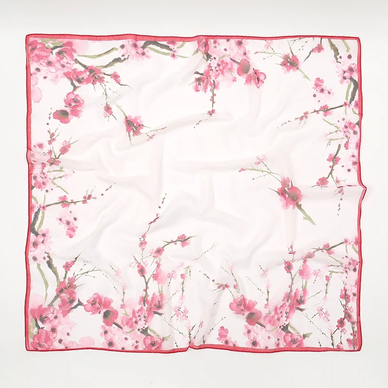 100*100cm Floral Square Chiffon Scarf Muslim Hijab Scarf Flower Print Chiffon Shawl Large Square Scarf Luxury Brand Designer