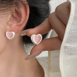 New 925 Sterling Silver Heart Earrings Charming Minimalist Style Earrings Party Gift Women Fine Jewelry