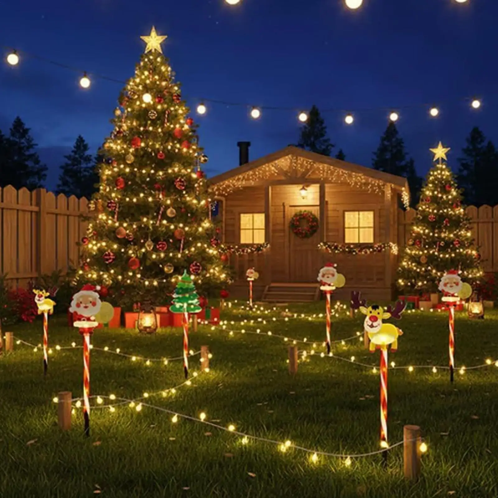 Christmas Pathway Lights 6 Pieces Christmas Ground Lamp Decor LED Backyard Decoration Lights For Garden Lawn Porch Walkway