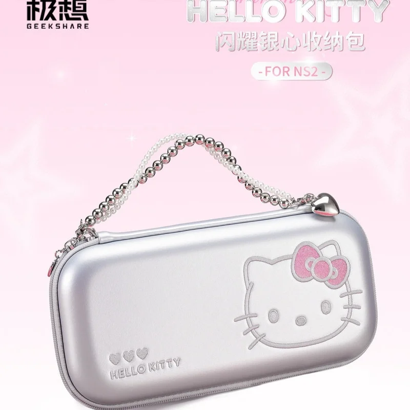 

Защитный комплект Sanrio Switch2, серебристый, Hello Kitty, водонепроницаемый, ударопрочный, сумка-переноска, аниме-аксессуары, портативный чехол, праздничный подарок
