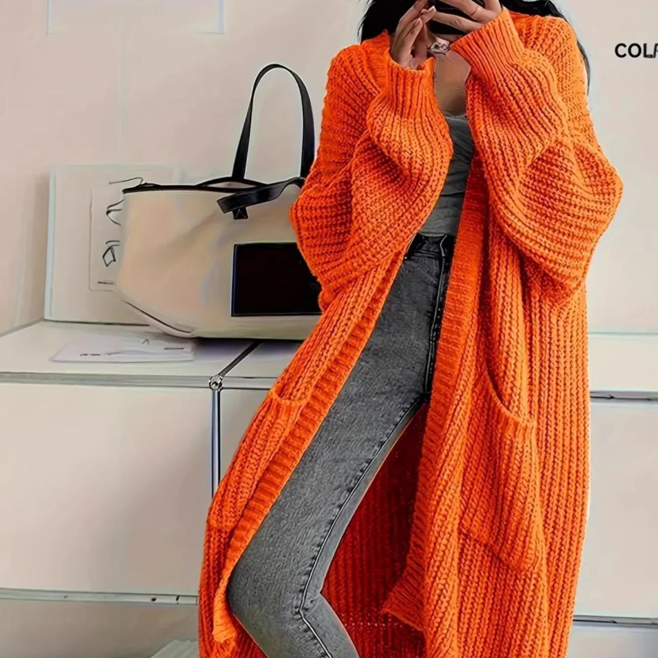 Limited-quantity 50% off！European And American Temperament Large Size Long Over-the-knee Sweater Women's Cardigan Autumn