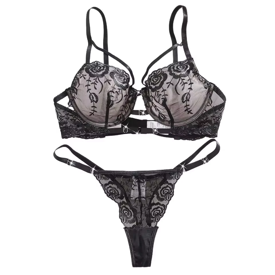 

Western Mesh Rose Embroidery Pure Three Point Bra Womens Erotic Seductive Underwear Clothing Womens Seductive Sexy Lingerie Set