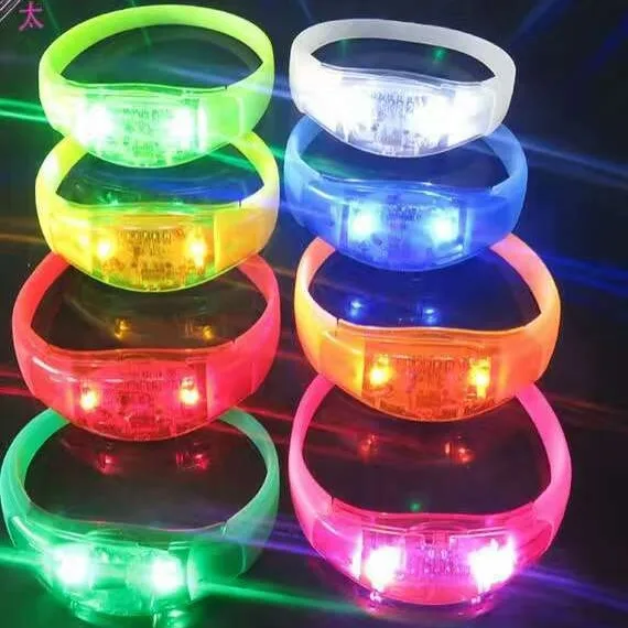 

200 Pcs Unisex Sound Controlled LED Light Up Bracelet Activated Glow Flash Bangle For Mother's Day Festival Party