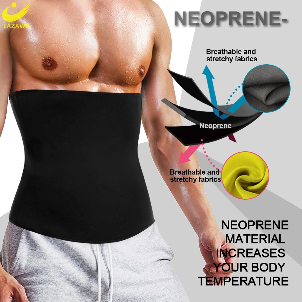 LAZAWG Waist Trainer for Men Sauna Girdles Weight Loss Tummy Belt Belly Cincher Neoprene Body Shaper Corset Fat Burner Slimming