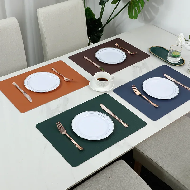 

Leather Dining Placemat Double-sided Rectangular Insulated Table Mat for Home Restaurant Hotel Waterproof Table Place Mat