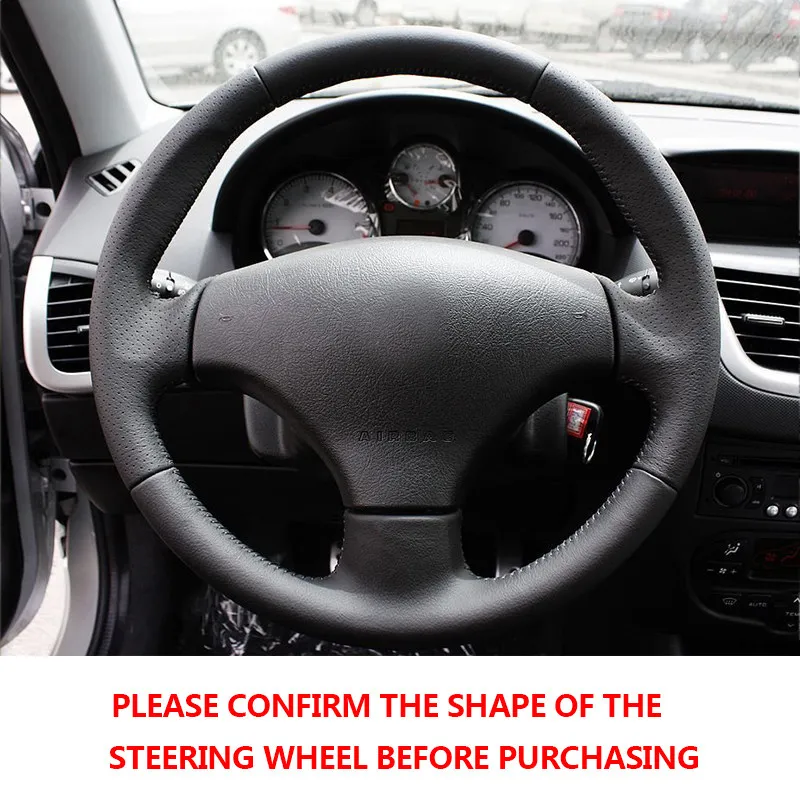 لبيجو 206 2007 2008 2009 207 لسيتروين C2 اكسسوارات السيارات مثقب ستوكات الجلود غطاء عجلة القيادة الكسوة #6